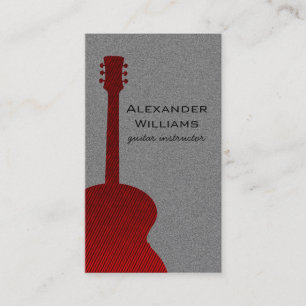 Striped Guitar Music Business Card, Red Card