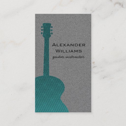 Customizable Striped Guitar Music Business Card, Teal