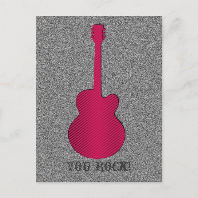 Striped Guitar Postcard, Hot Pink Postcard (Front)