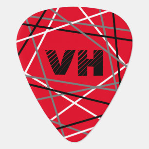 Striped Guitar Red White Black Initials Guitar Pick