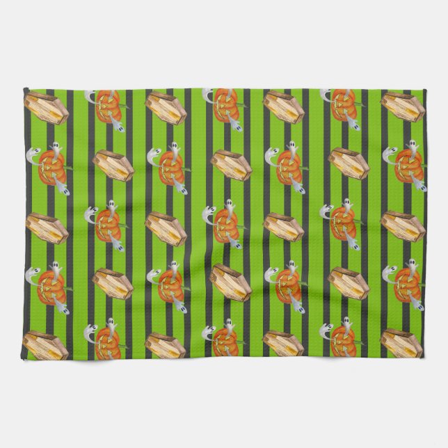 Striped Halloween Kitchen Towel (Horizontal)
