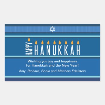 Striped Hanukkah Candles Rectangular Sticker by mishpocha at Zazzle