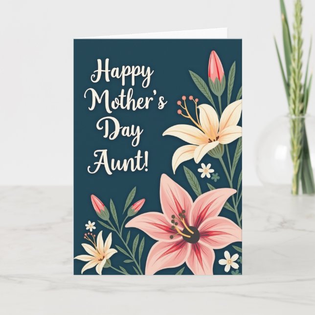 Striped Happy Aunt Day Card (Front)