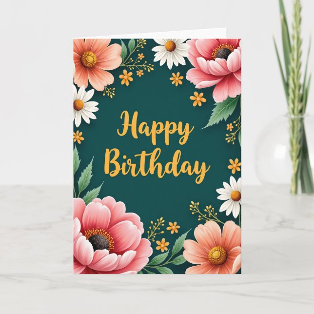 Striped Happy Birthday Card (Front)