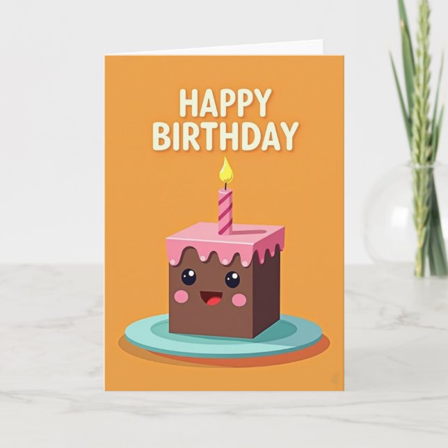 Striped Happy Cake Card (Front)