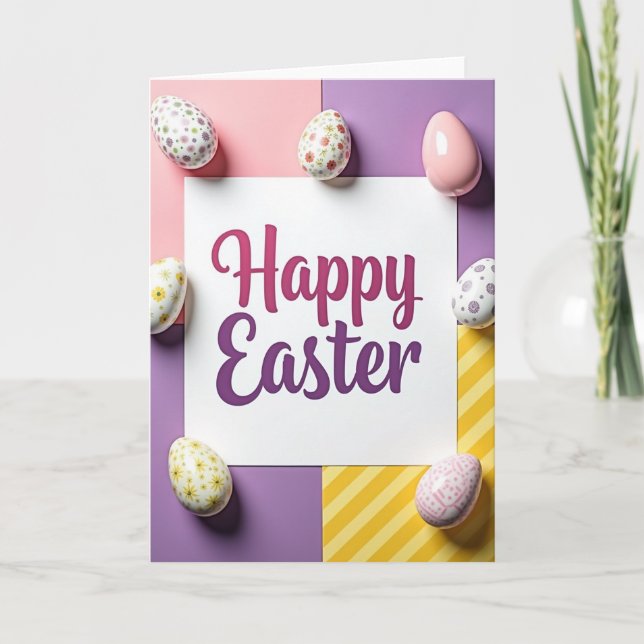 Striped Happy Easter Card (Front)
