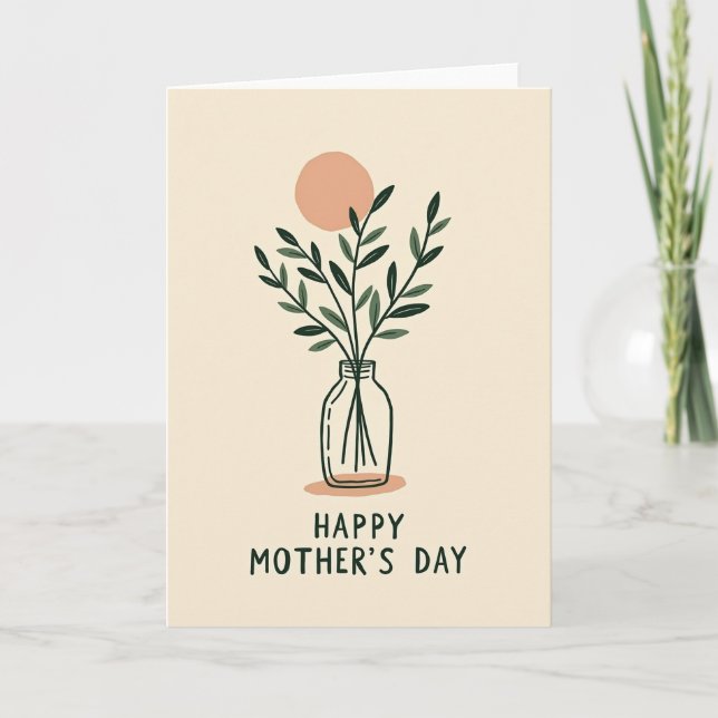 Striped Happy Moms Day Card (Front)
