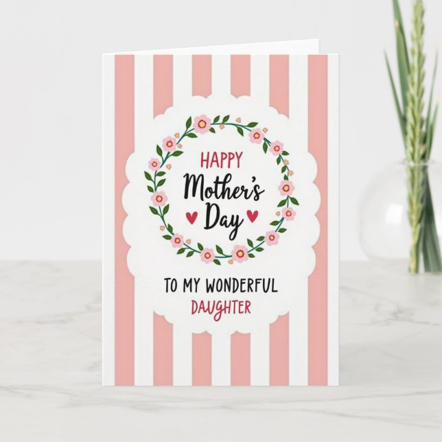Striped Happy Mothers Day Daughter Card (Front)
