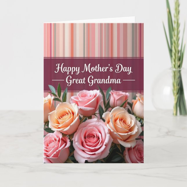 Striped Happy Mothers Day Grandma Card (Front)