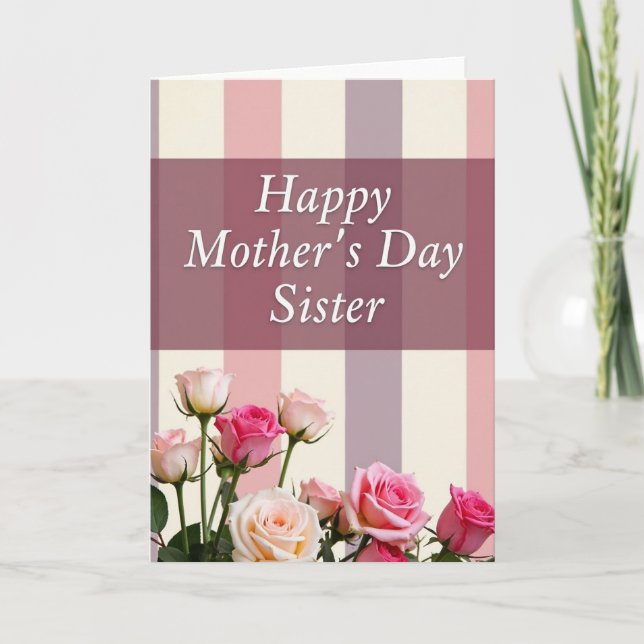 Striped Happy Mothers Day Sister Card (Front)