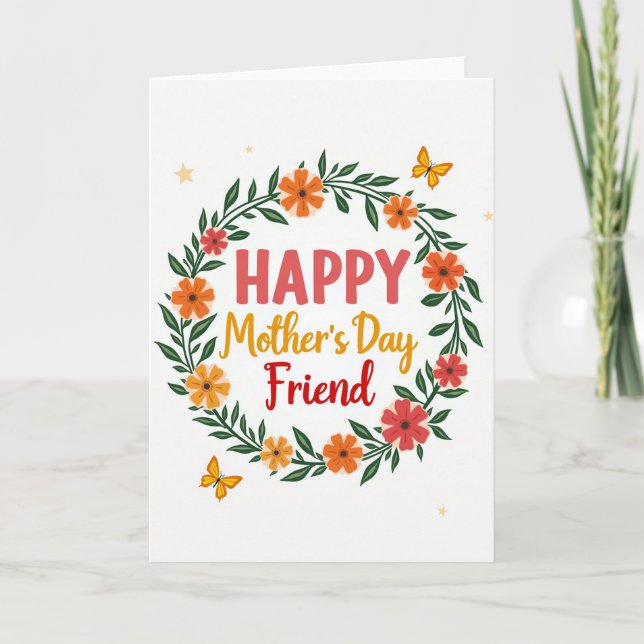 Striped Happy Mothers Friend Card (Front)