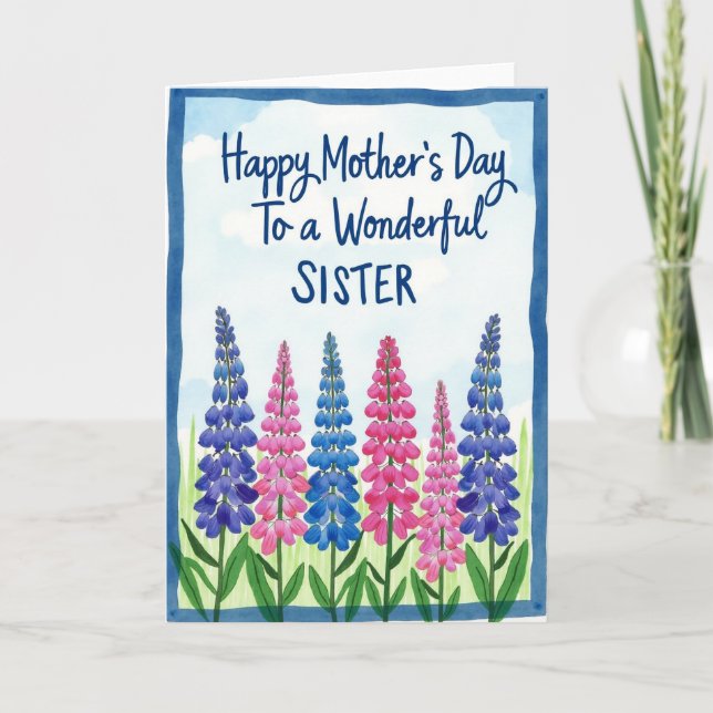 Striped Happy Mothers Sister Card (Front)