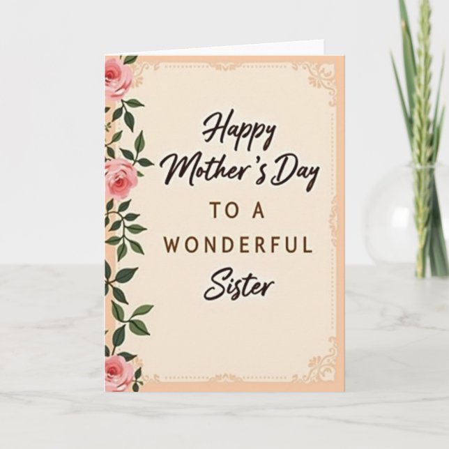 Striped Happy Wonderful Sister Card (Front)