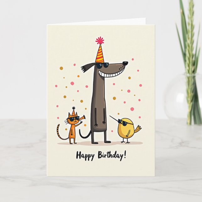 Striped Hat Birthday Card (Front)