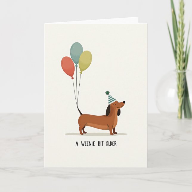 Striped Hat Dog Birthday Card (Front)