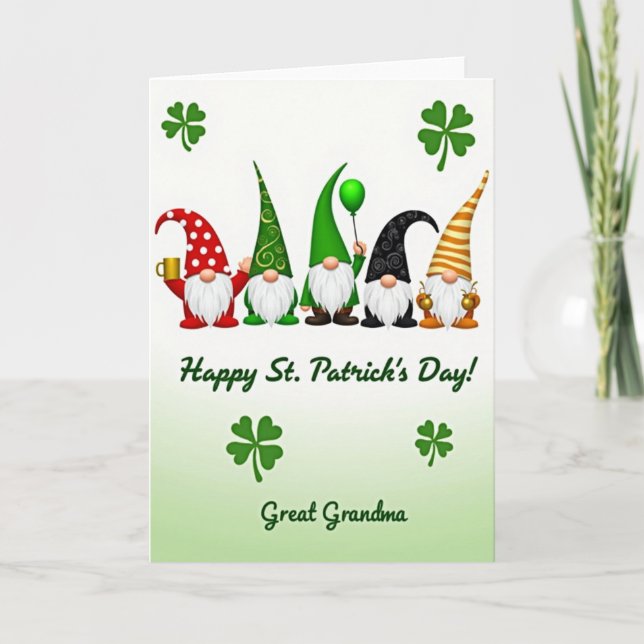 Striped Hats Gnome Holiday Card (Front)