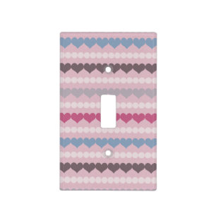 Striped Heart and Circle Pattern Light Switch Cover