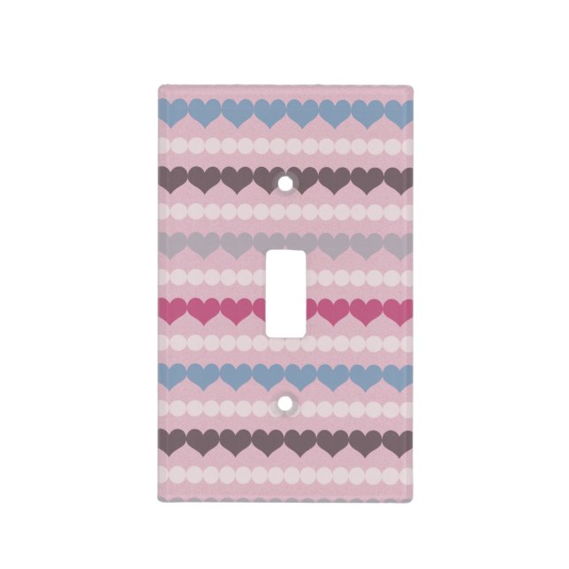 Striped Heart and Circle Pattern Light Switch Cover (Front)
