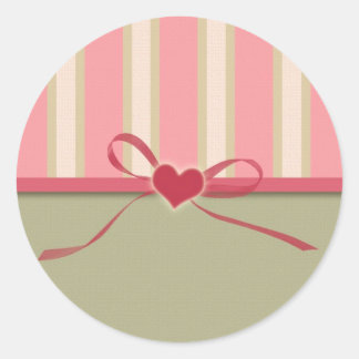 Striped Heart and Ribbon Valentine’s Day Sticker