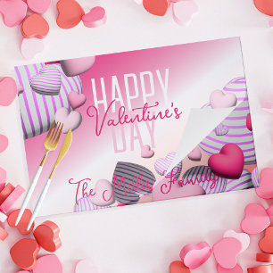 Striped Heart Balloons Valentine's Paper Placemat