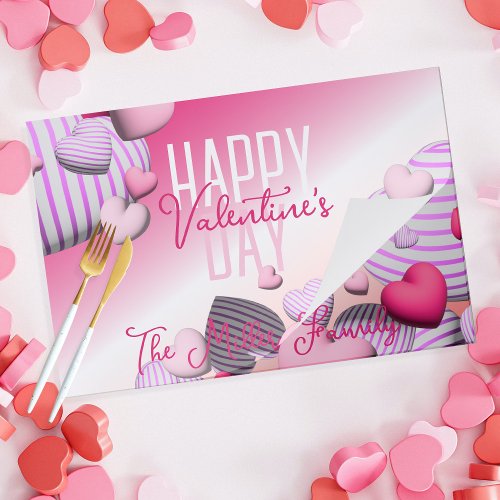 Striped Heart Balloons Valentines Paper Placemat