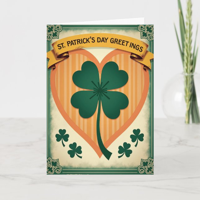 Striped Heart Clover Card (Front)