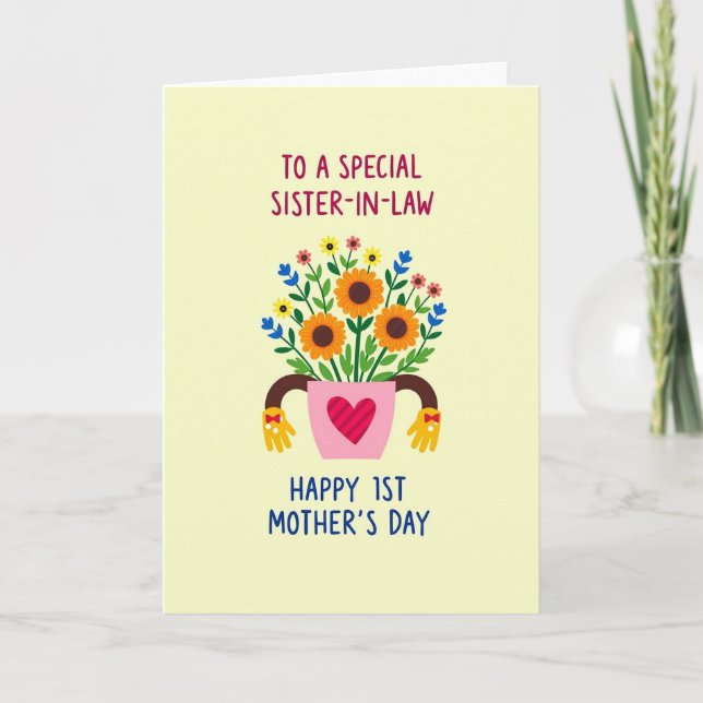 Striped Heart Flower Pot Card (Front)