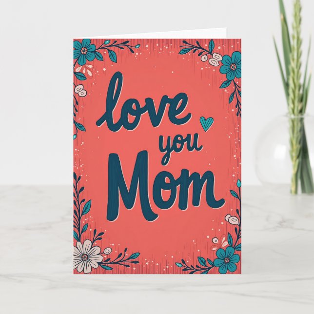 Striped Heart Mom Love You Card (Front)