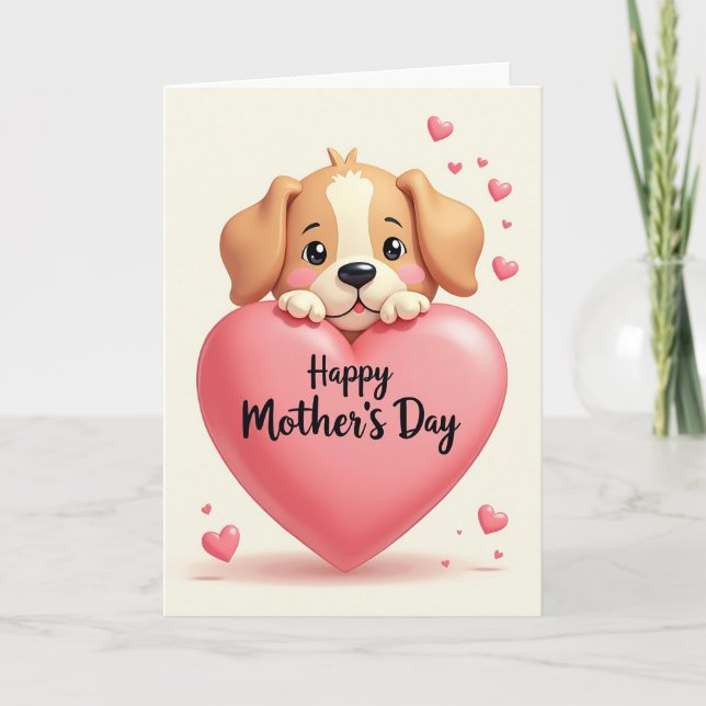 Striped Heart Pup Greeting Card (Front)
