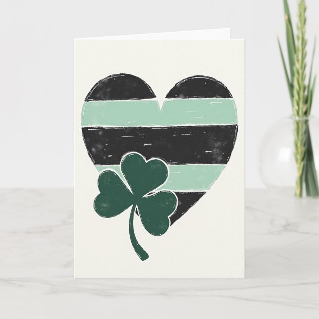 Striped Heart Shamrock Card (Front)