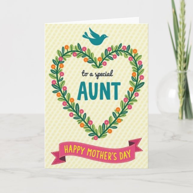 Striped Heartfelt Aunt Spring Card (Front)