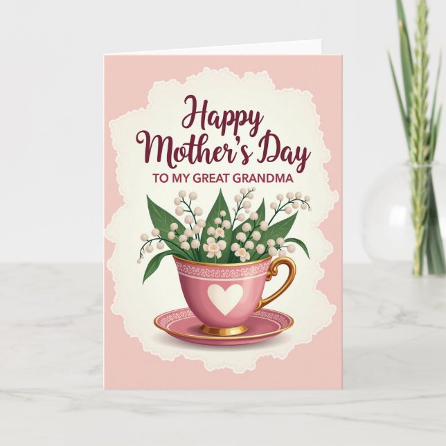 Striped Heartfelt Teacup Card (Front)