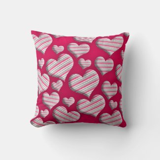 Striped Hearts Hot Pink Fun Pattern Wild Design
