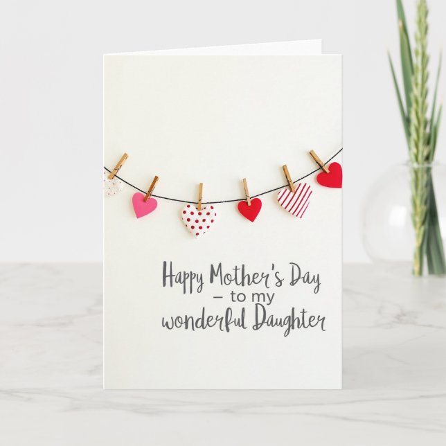 Striped Hearts Mothers Day Card (Front)