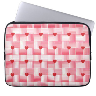 Striped Hearts Patchwork Pattern  Laptop Sleeve