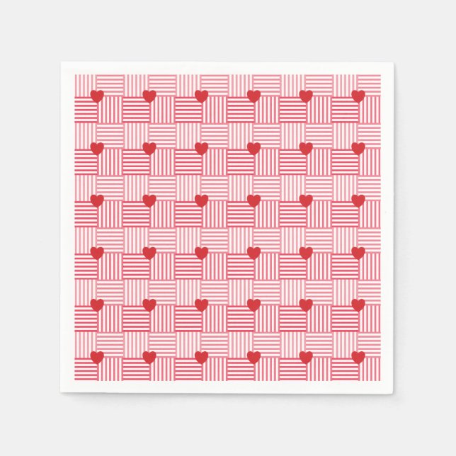 Striped Hearts Patchwork Pattern  Napkins (Front)