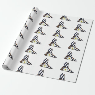 Striped Heels and Daisies Wrapping Paper