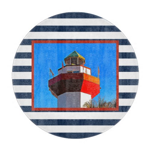 Striped Hilton Head Island Harbour Town Lighthouse Cutting Board