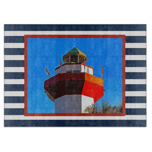 Striped Hilton Head Island Harbour Town Lighthouse Cutting Board