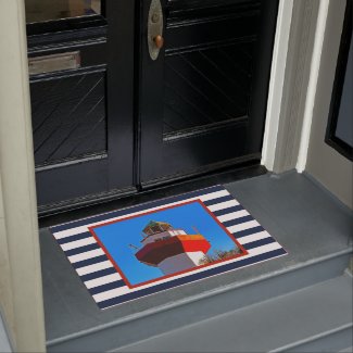 Striped Hilton Head Island Harbour Town Lighthouse Doormat