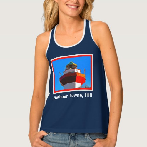 Striped Hilton Head Island Harbour Town Lighthouse Tank Top