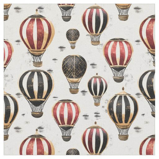 Striped Hot Air Balloons on White Fabric