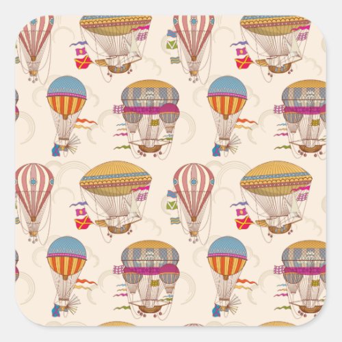 Striped Hot Air Balloons Square Sticker