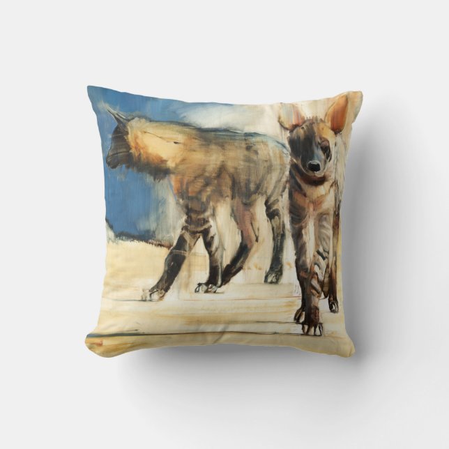 Striped Hyaenas 2010 Throw Pillow (Front)
