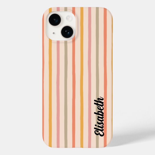 Striped iPhone Case with Name | Custom Phone Case (Back)