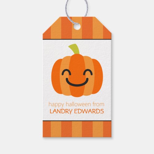 Striped Jack o Lantern Personalized Gift Tags