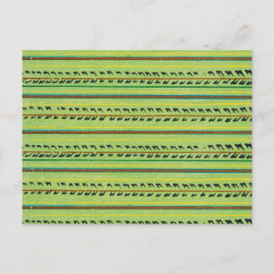 Striped Japanese Woodcut Textile Postcard