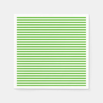 Striped Kelly Green Paper Napkins by Kullaz at Zazzle