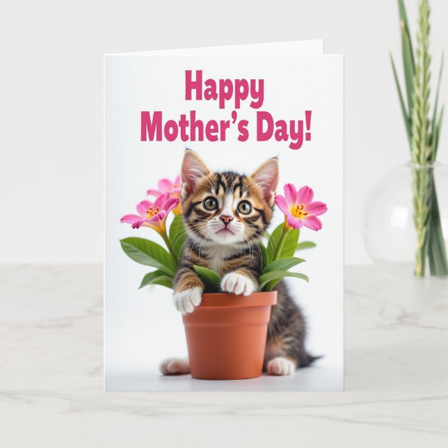 Striped Kitten Celebration Card (Front)