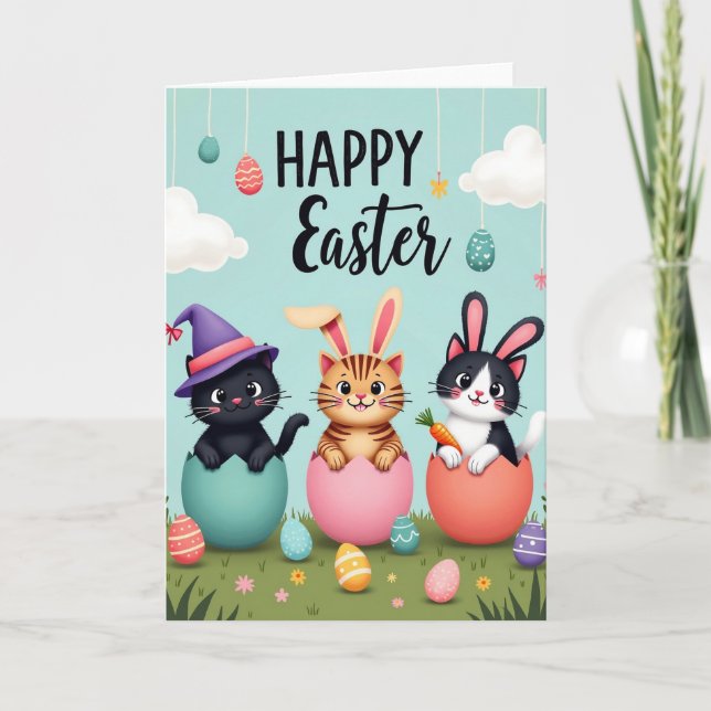 Striped Kitten Easter Card (Front)